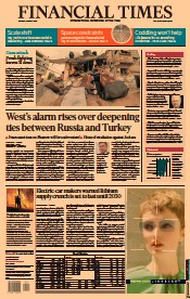 Financial Times (UK) Newspaper Front Page for 8 August 2022