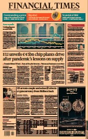 Financial Times (UK) Newspaper Front Page for 9 February 2022