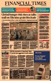 Financial Times (UK) Newspaper Front Page for 9 June 2022