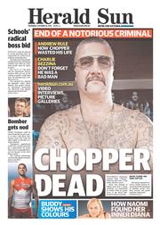 Herald Sun (Australia) Newspaper Front Page for 10 October 2013