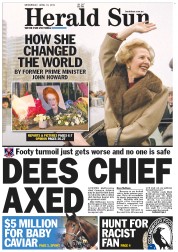 Herald Sun (Australia) Newspaper Front Page for 10 April 2013