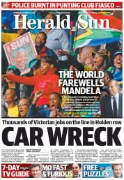 Herald Sun (Australia) Newspaper Front Page for 11 December 2013