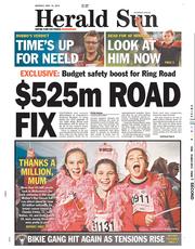 Herald Sun (Australia) Newspaper Front Page for 13 May 2013