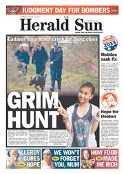 Herald Sun (Australia) Newspaper Front Page for 13 August 2013