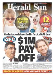 Herald Sun (Australia) Newspaper Front Page for 14 December 2013