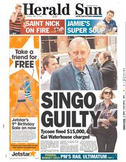 Herald Sun (Australia) Newspaper Front Page for 14 May 2013