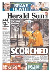 Herald Sun (Australia) Newspaper Front Page for 15 January 2014