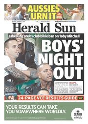 Herald Sun (Australia) Newspaper Front Page for 16 December 2013