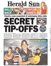 Herald Sun (Australia) Newspaper Front Page for 16 May 2013