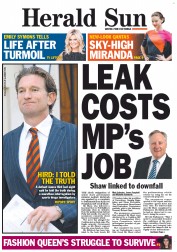 Herald Sun (Australia) Newspaper Front Page for 17 April 2013