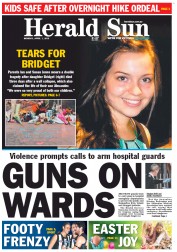 Herald Sun (Australia) Newspaper Front Page for 1 April 2013