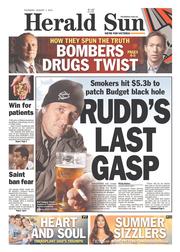 Herald Sun (Australia) Newspaper Front Page for 1 August 2013