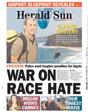 Herald Sun (Australia) Newspaper Front Page for 20 May 2013