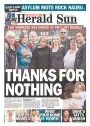 Herald Sun (Australia) Newspaper Front Page for 20 July 2013
