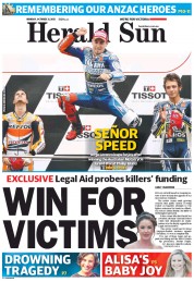 Herald Sun (Australia) Newspaper Front Page for 21 October 2013