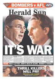 Herald Sun (Australia) Newspaper Front Page for 22 August 2013