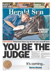 Herald Sun (Australia) Newspaper Front Page for 24 October 2013