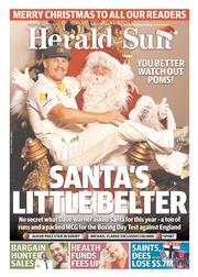 Herald Sun (Australia) Newspaper Front Page for 24 December 2013
