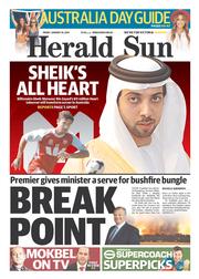 Herald Sun (Australia) Newspaper Front Page for 24 January 2014