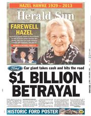Herald Sun (Australia) Newspaper Front Page for 24 May 2013