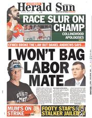 Herald Sun (Australia) Newspaper Front Page for 25 May 2013