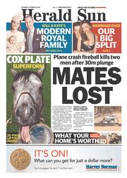 Herald Sun (Australia) Newspaper Front Page for 26 October 2013