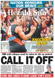 Herald Sun (Australia) Newspaper Front Page for 26 April 2013