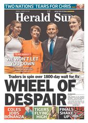 Herald Sun (Australia) Newspaper Front Page for 26 August 2013