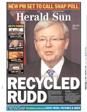 Herald Sun (Australia) Newspaper Front Page for 27 June 2013
