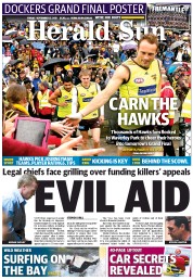 Herald Sun (Australia) Newspaper Front Page for 27 September 2013