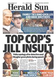 Herald Sun (Australia) Newspaper Front Page for 28 November 2013