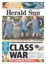 Herald Sun (Australia) Newspaper Front Page for 28 January 2014