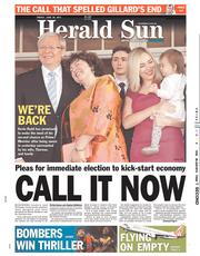 Herald Sun (Australia) Newspaper Front Page for 28 June 2013