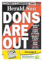 Herald Sun (Australia) Newspaper Front Page for 28 August 2013