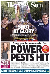Herald Sun (Australia) Newspaper Front Page for 28 September 2013