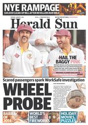 Herald Sun (Australia) Newspaper Front Page for 2 January 2014