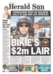 Herald Sun (Australia) Newspaper Front Page for 2 August 2013