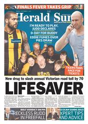 Herald Sun (Australia) Newspaper Front Page for 2 September 2013