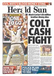 Herald Sun (Australia) Newspaper Front Page for 30 December 2013