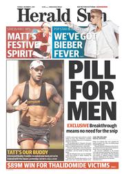 Herald Sun (Australia) Newspaper Front Page for 3 December 2013