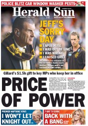Herald Sun (Australia) Newspaper Front Page for 3 April 2013