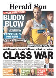 Herald Sun (Australia) Newspaper Front Page for 3 September 2013