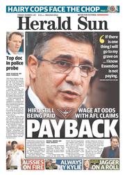 Herald Sun (Australia) Newspaper Front Page for 5 December 2013