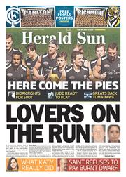 Herald Sun (Australia) Newspaper Front Page for 5 September 2013