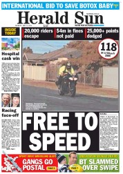 Herald Sun (Australia) Newspaper Front Page for 6 May 2013