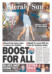 Herald Sun (Australia) Newspaper Front Page for 7 August 2013