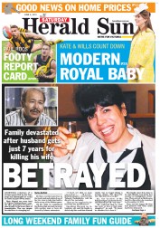 Herald Sun (Australia) Newspaper Front Page for 8 June 2013