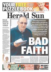 Herald Sun (Australia) Newspaper Front Page for 9 December 2013