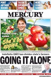 Hobart Mercury (Australia) Newspaper Front Page for 10 January 2014