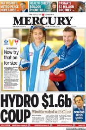 Hobart Mercury (Australia) Newspaper Front Page for 10 April 2013